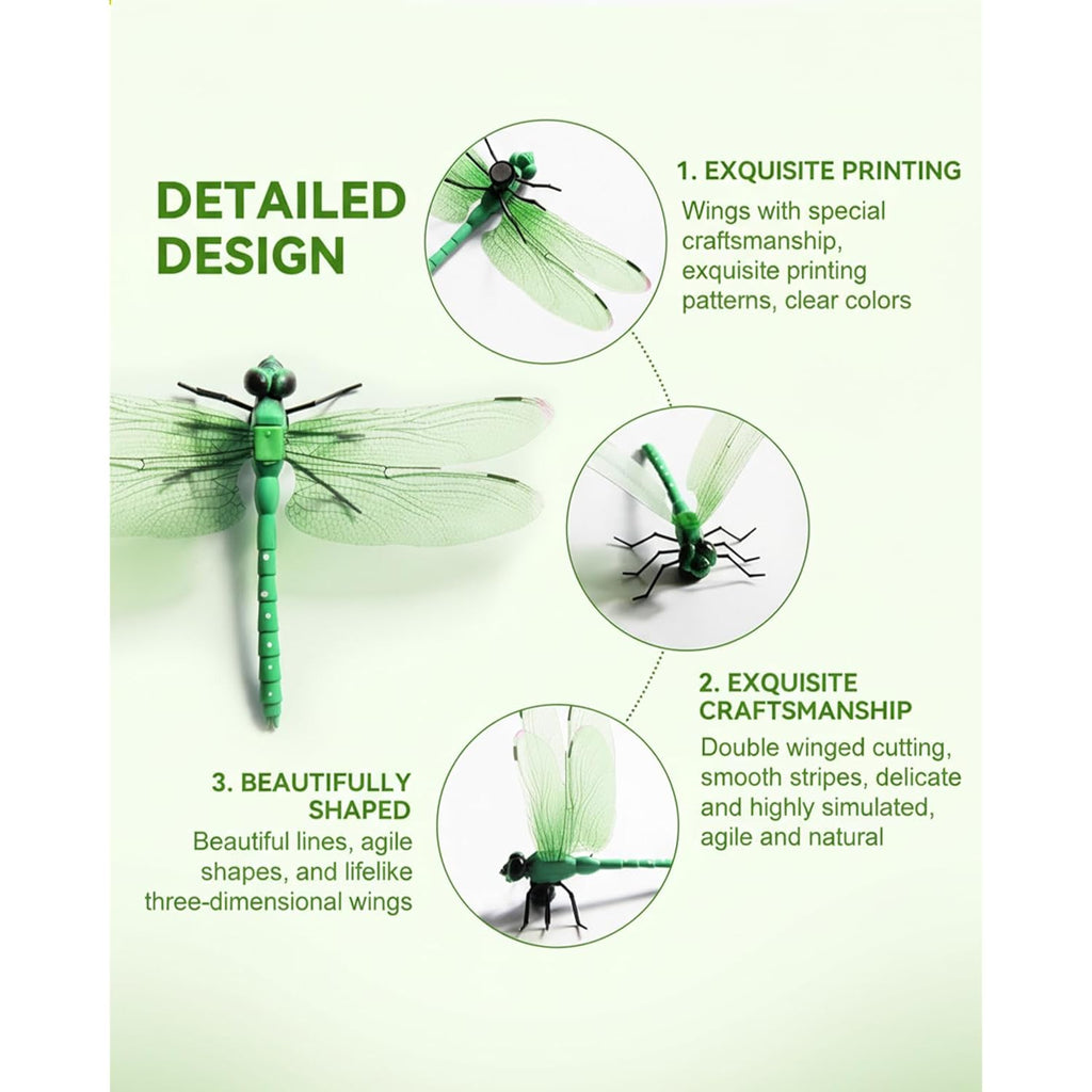 20Pcs Dragonfly Dragon Fly Clips For Bugs Repellent Decor 3D Garden Outdoor Flying Butterflies Decorations Fake To Keep Away Metal Bamboo Stakes Decorative Yard Ornaments Hat Golf Moving (20Pcs)