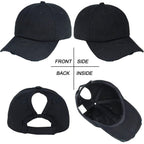 Eohak Ponytail Baseball Hat Distressed Retro Washed Womens Twill