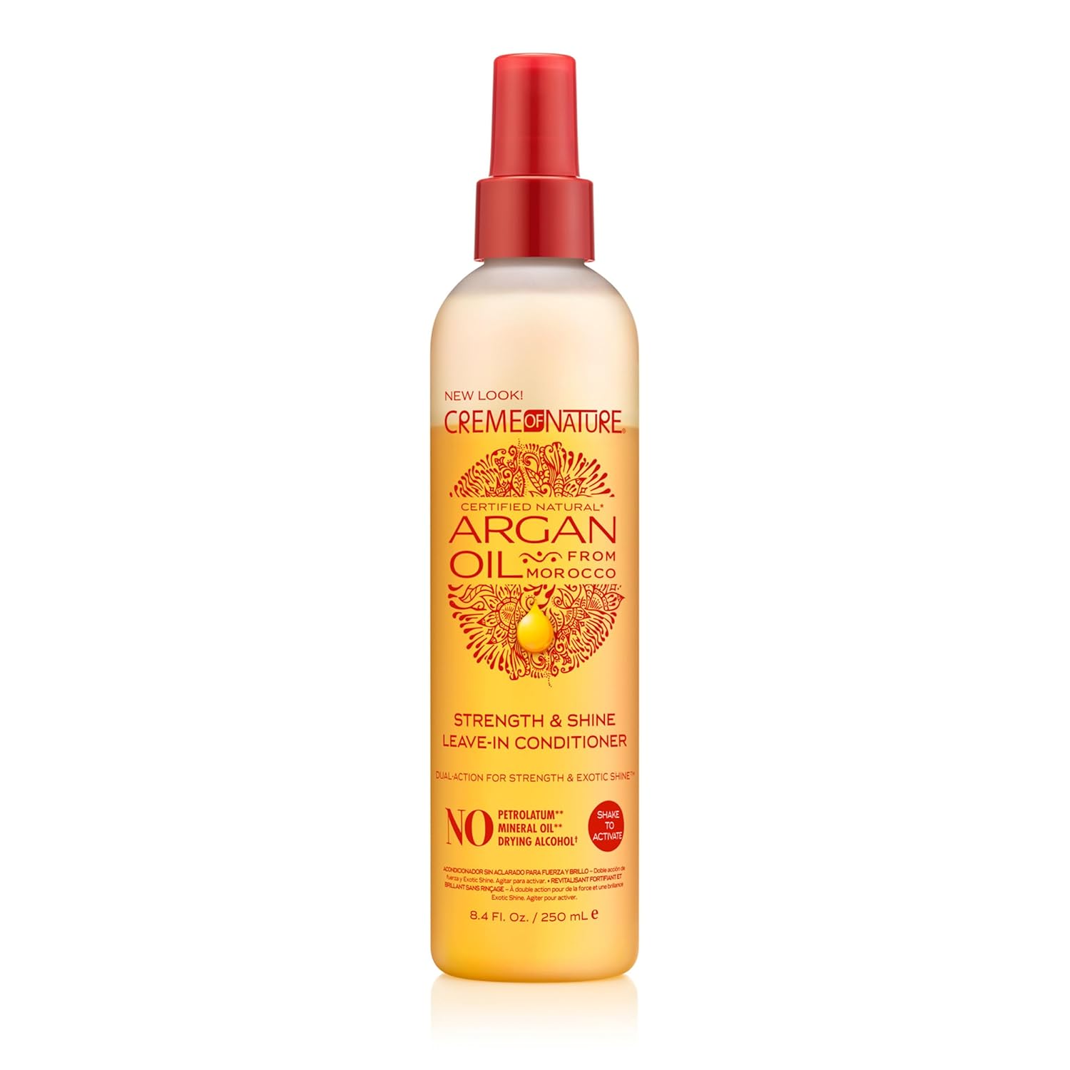 Creme of Nature Strength & Shine Leave-In Conditioner, Dual-Action Moisture & Protection, Infused with 100% Organic Argan Oil from Morocco, 8.45 fl oz