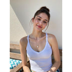 BDITANLE Women Slim Fit Ribbed Spaghetti Strap Tank Top Summer Soft V-Neck Camisole Trendy Sleeveless Basic Shirt