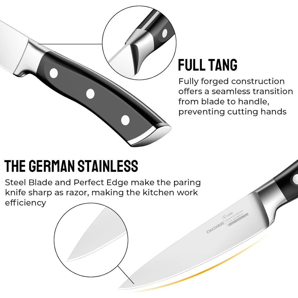 4 Inch Classic Paring Knife, German Steel Small Kitchen Knife | Razor Sharp Utility Prep Knife For Precision Peeling & Detail Cutting, Slicing & Dicing Fruits & Veggies, Ergonomic Full Tang