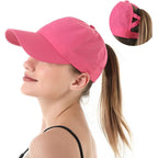 Cross Hat Womens Baseball Cap -Cross Ponytail Hat Baseball Cap