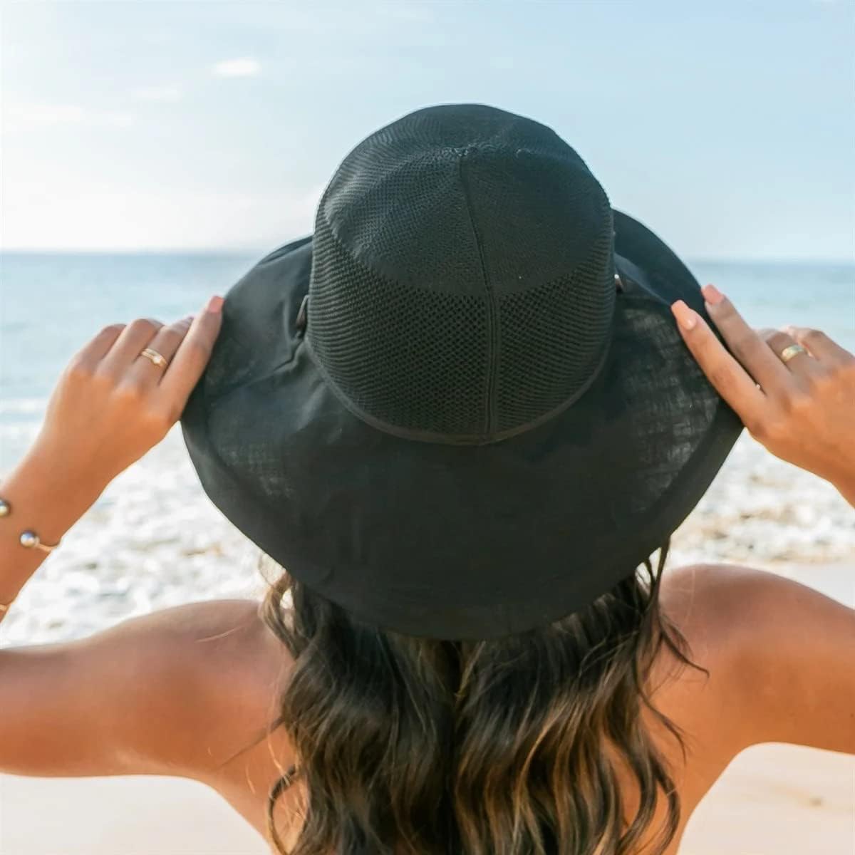 Women Summer Sun Hat Floral Beach Hat Wide Brim Uv Protection Packable Bucket Cap For Vacation Travel
