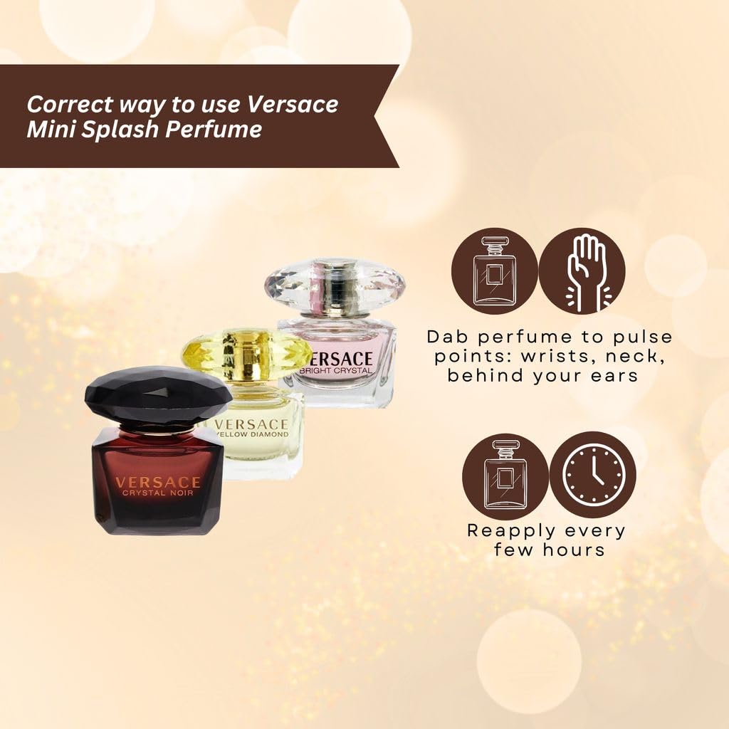 Versace Perfume for Women Variety 3-Piece Mini Gift Set – Yellow Diamond, Crystal Noir, Bright Crystal
