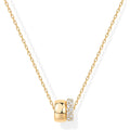 PAVOI 14K Gold Plated Pendant Necklace for Women | Two Distinct Rondelle Pendants with Cubic Zirconia | Sliding Chain Pendant | Trendy Fashion Jewelry