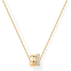 PAVOI 14K Gold Plated Pendant Necklace for Women | Two Distinct Rondelle Pendants with Cubic Zirconia | Sliding Chain Pendant | Trendy Fashion Jewelry