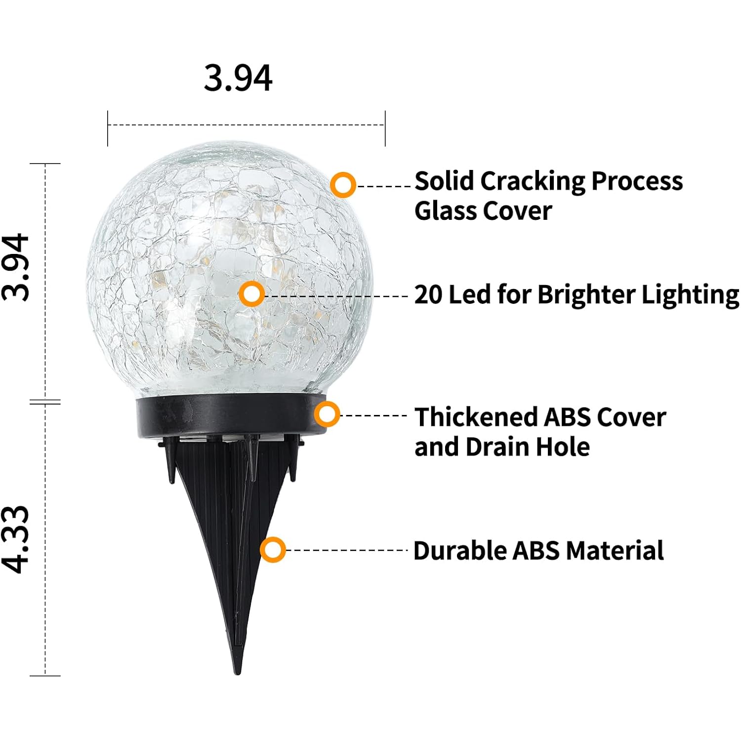 Jkimk Solar Globe Lights Outdoor Waterproof-Solar Balls For Garden | Cracked Glass Ball Lights Outdoor-Solar Orbs For Outside-Decorations For Patio And Yard Lawn Backyard Decor
