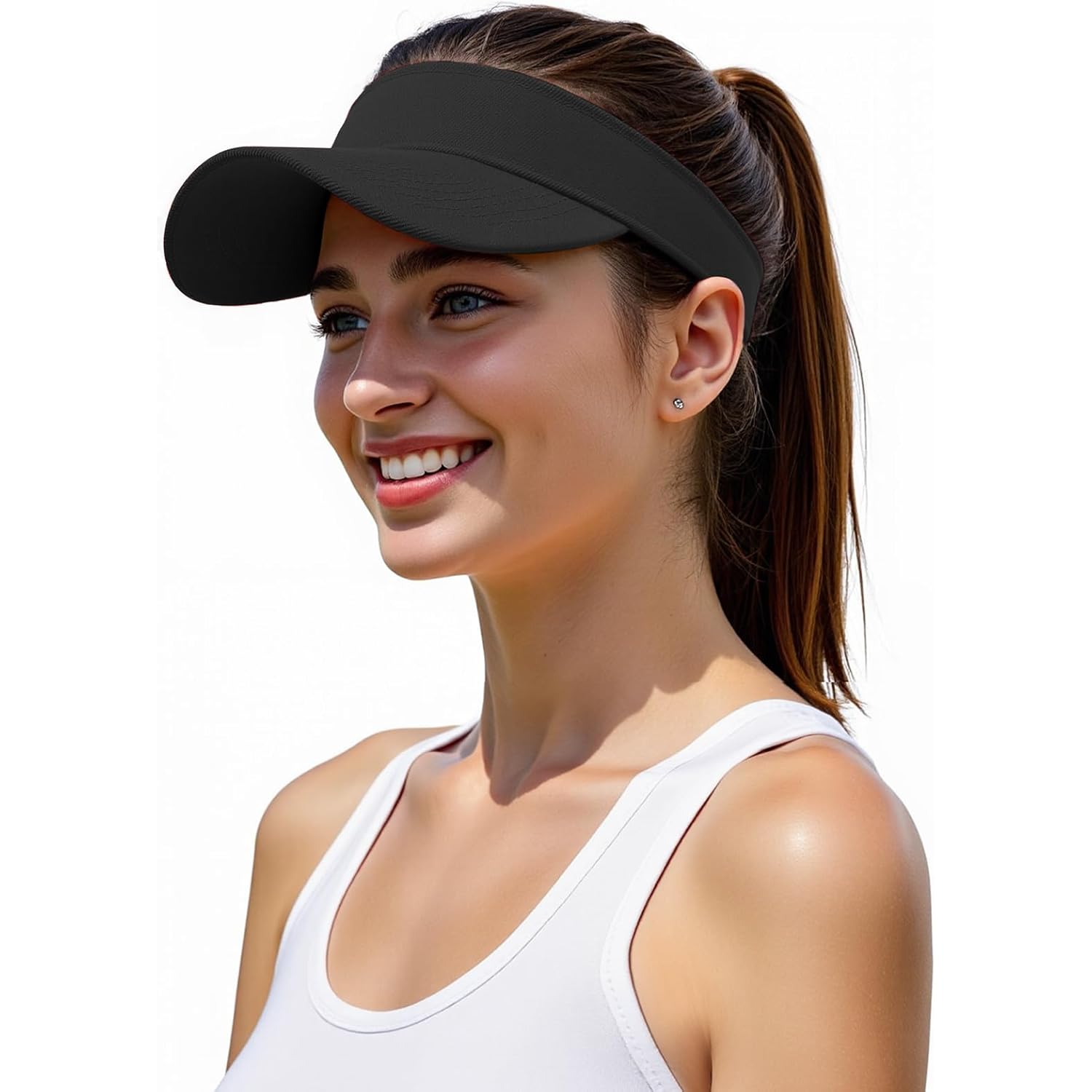 Structured Brim Quick-Dry Sun Visor Hat,Lightweight Sun Protection Sports Visor for Running Golf Tennis Women