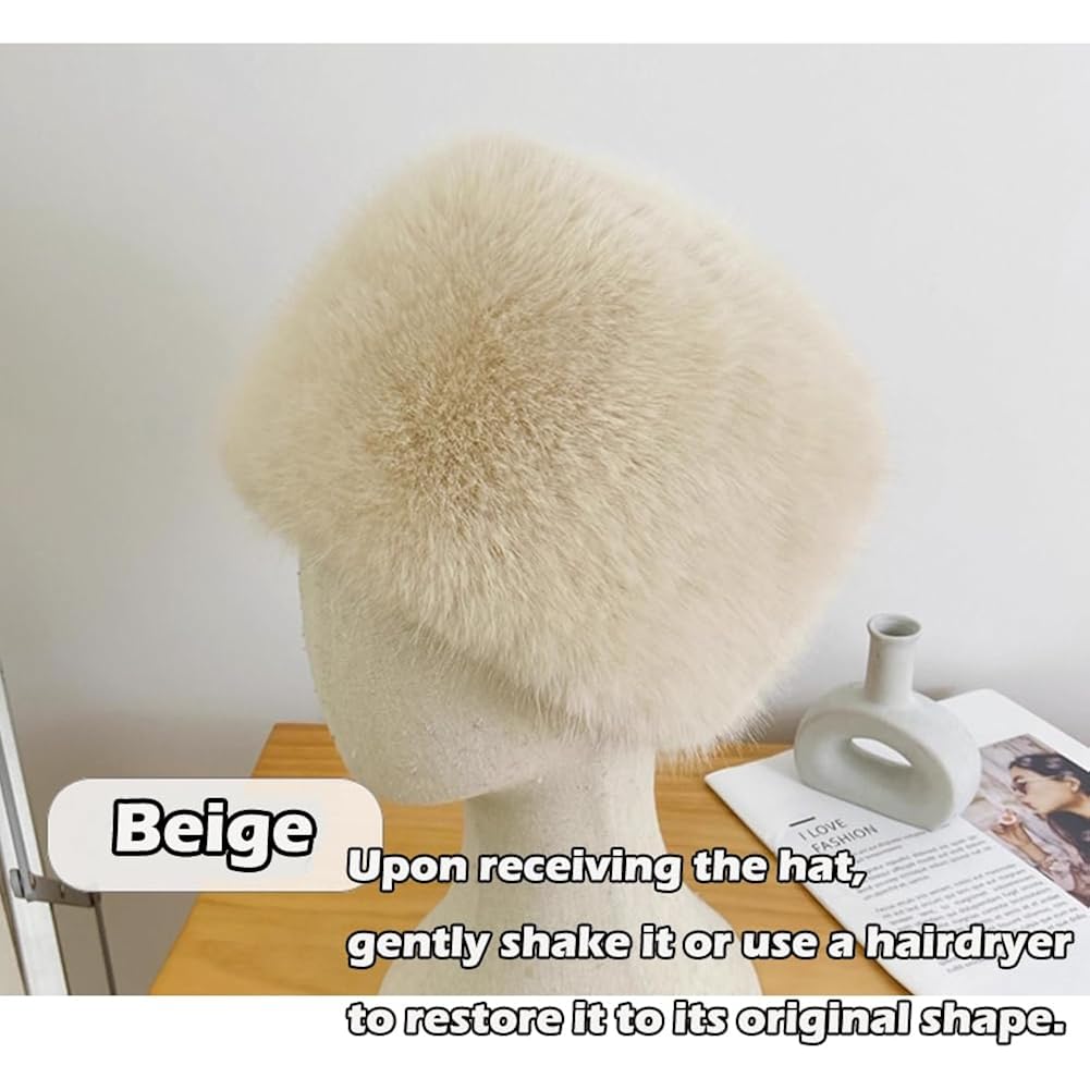 SIQITECHNO Unisex Faux Fur Cossack Ushanka Style Hat Furry Russian Trapper Hat Winter Fuzzy Outdoor Hunting Cap