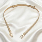 Glamorstar Skinny Belts for Women Thin PU Leather Waist Belt with Gold Buckle for Dresses