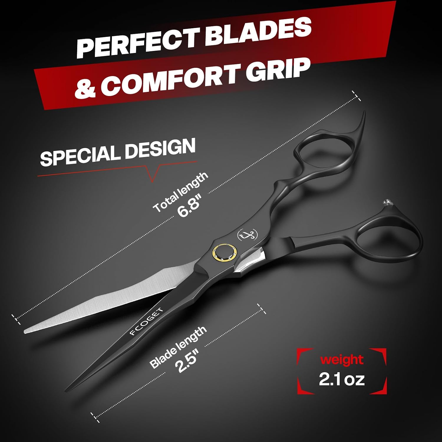 Professional Hair Cutting Scissors, High-End Japanese 440C Stainless Steel Hair Cutting Shears With Sharp Edge Blades, 6.8 Inch Hair Scissors, Right Hand Scissors For Salon, Home, Pet
