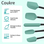 Silicone Spatula Set Of 5,High Temperature Resistant, Food Grade Silicone, Dishwasher Safe, For Baking, Cooking (Aqua Green)