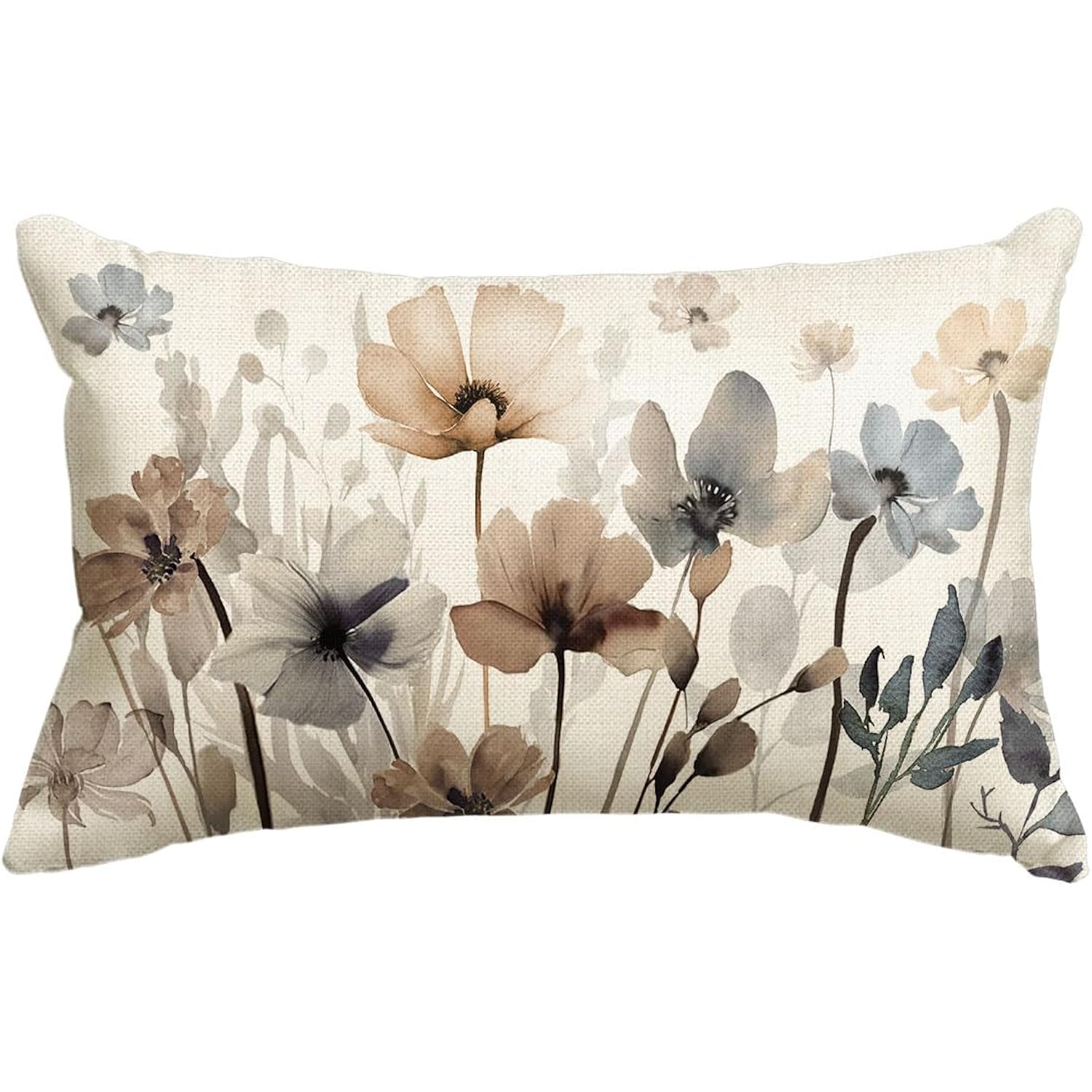 AVOIN colorlife Poppy Flowers Chinoiserie Spring Fall Throw Pillow Cover, 12 x 20 Inch Seasonal Leaves Cushion Case Decoration for Sofa Couch Farmhouse
