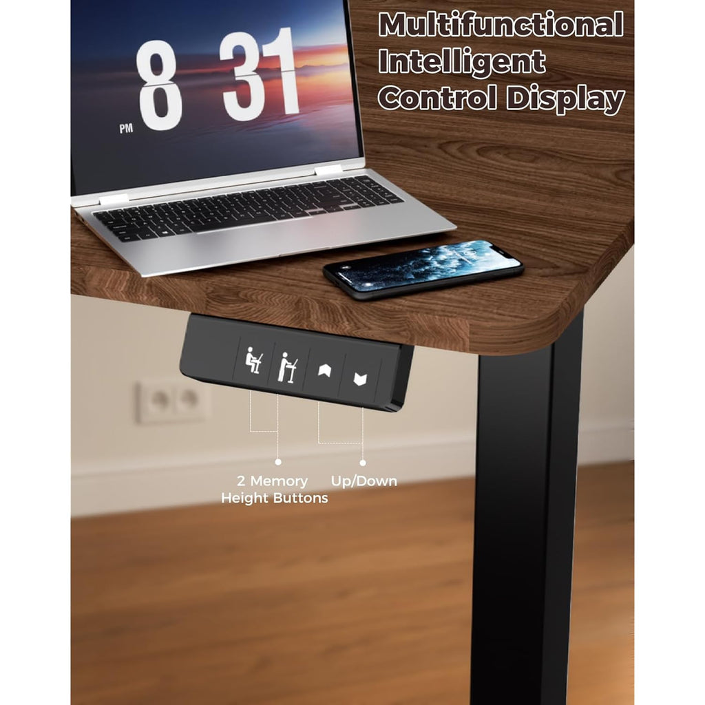 Electric Standing Desk 48" X 24", Height Adjustable 28"-46", Sit Stand Desk With Memory Presets, Smooth & Quiet Motor, Reinforced Frame, Easy Assembly, Ergonomic Home Office Desk