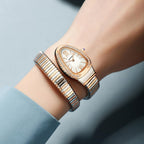 Gosasa Snake Bracelet Watch For Women, Elegant Wrap Around Bangle Wristwatch, Fashion Jewelry Style Quartz Watch, Adjustable Cuff Serpenti Watch For Dress & Gift