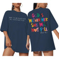 Jinluth Oversized Christian Shirts for Women Jesus Faith Shirt Bible Verse T Shirt God is Within Her Tees Inspirational Tops Navy Blue