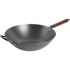 Babish Carbon Steel Wok 14 Inch Flat Bottom Stir Fry Pan Durable Heavy Duty Cookware For High Heat Cooking Stir Fry Sautéing Frying Compatible With Gas Electric And Induction Stovetops