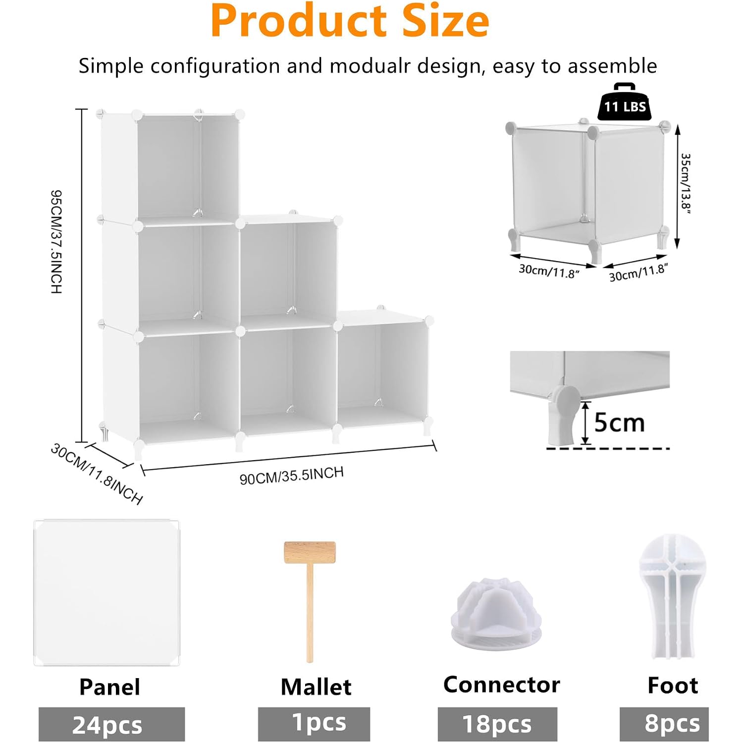 Awtatos Cube Storage Organizer, Storage Cubes Shelves Bookshelf, 6 Cube Closet Organizers And Storage, Diy Stackable Plastic Clothes Organizer Shelving For Bedroom, Home, White