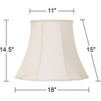 Set Of 2 Bell Lamp Shades Cream Curve Cut Corner Large 11" Top X 18" Bottom X 15" High Spider With Replacement Harp And Finial Fitting - Imperial Shade