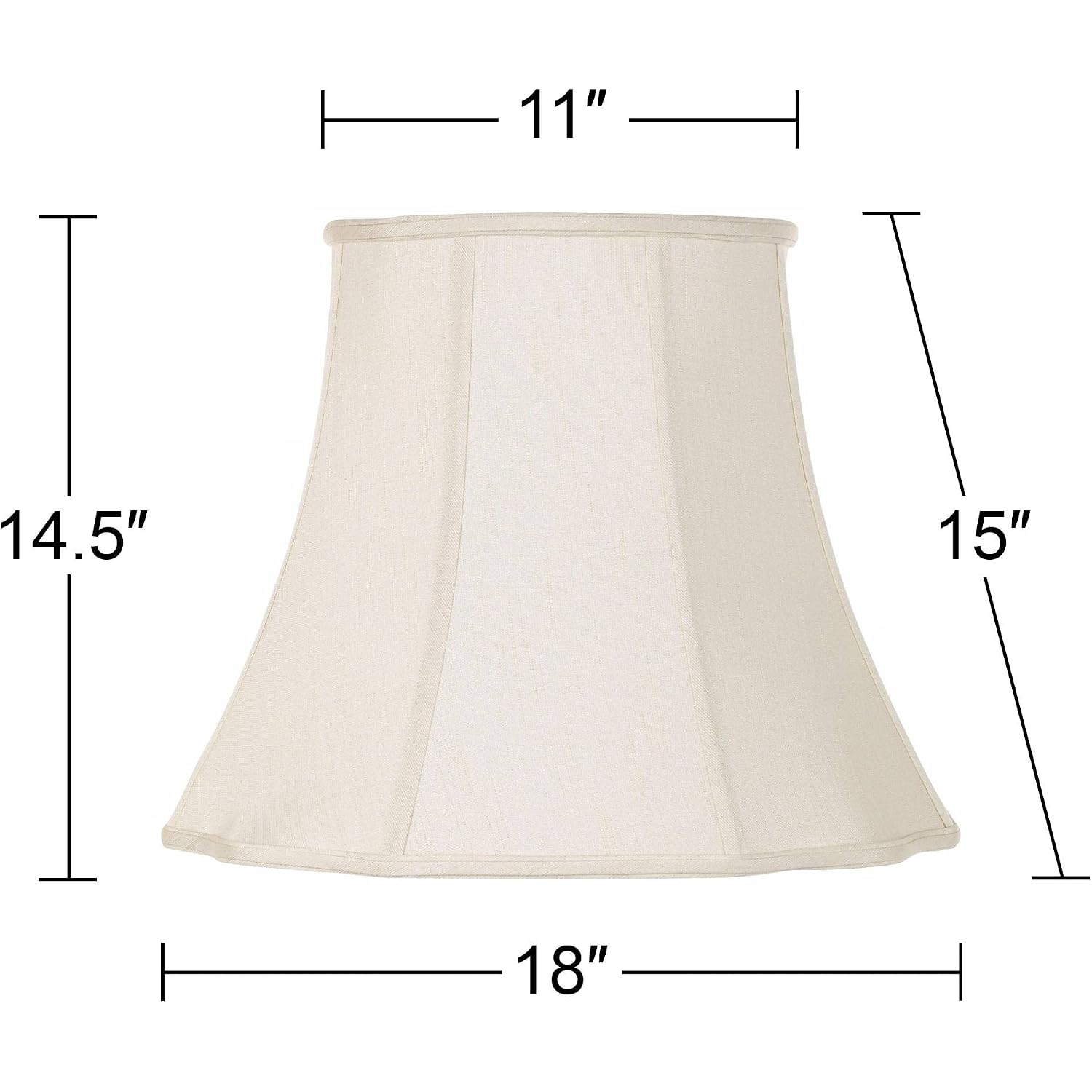 Set Of 2 Bell Lamp Shades Cream Curve Cut Corner Large 11" Top X 18" Bottom X 15" High Spider With Replacement Harp And Finial Fitting - Imperial Shade
