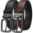 Reversible Leather Belt For Men 1.25" - Dual Sided Dress And Casual Belt, Trim To Fit, 2 Styles In One Belt