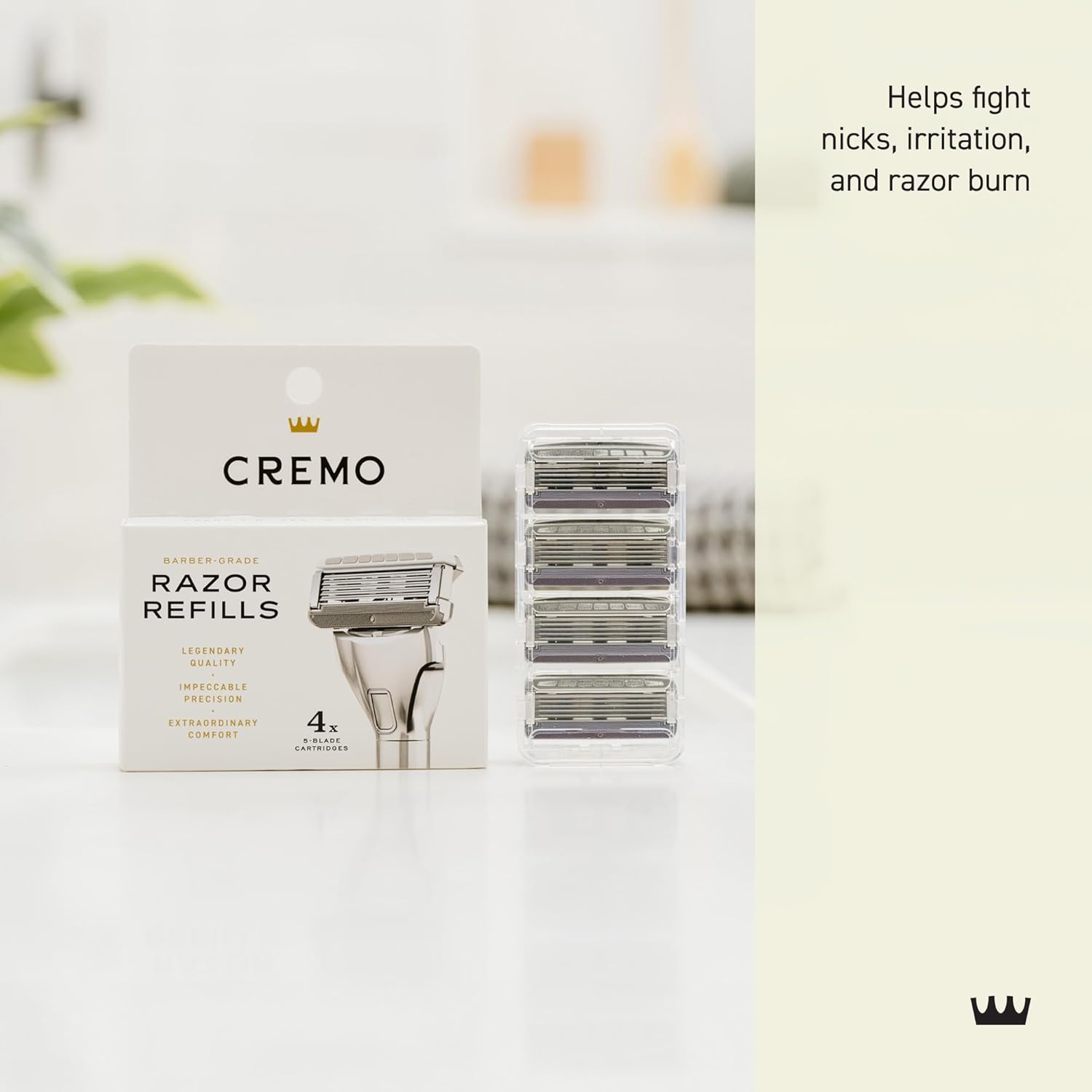 Cremo Razor Refills for Men, Astonishingly Superior Shaving Razors For Men, Compatible with Cremo Razors, 4 Pack