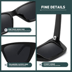 WOWSUN Narrow Small Vintage Polarized Cat Eye Sunglasses for Women Black