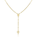 Barzel 18K Gold Plated Virgin Mary Rosary Bead Cross Necklace - Made In Brazil