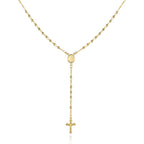 Barzel 18K Gold Plated Virgin Mary Rosary Bead Cross Necklace - Made In Brazil