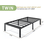 Lumunance Metal Bed Frame Twin Size - 14 Inch Heavy-Duty Twin Platform Bed Frame No Box Spring Needed, Easy Assembly, Noise-Free, Sturdy Mattress Foundation, Underbed Storage Space