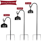 2 Pack Shepherd Hook, Black, 31 Inch, Adjustable Height, 1/2" Thick | Protected By U.S. Patent, Ideal For Hanging Solar Lights, Lanterns,Bird Feeders Flower Baskets & Wind Chimes