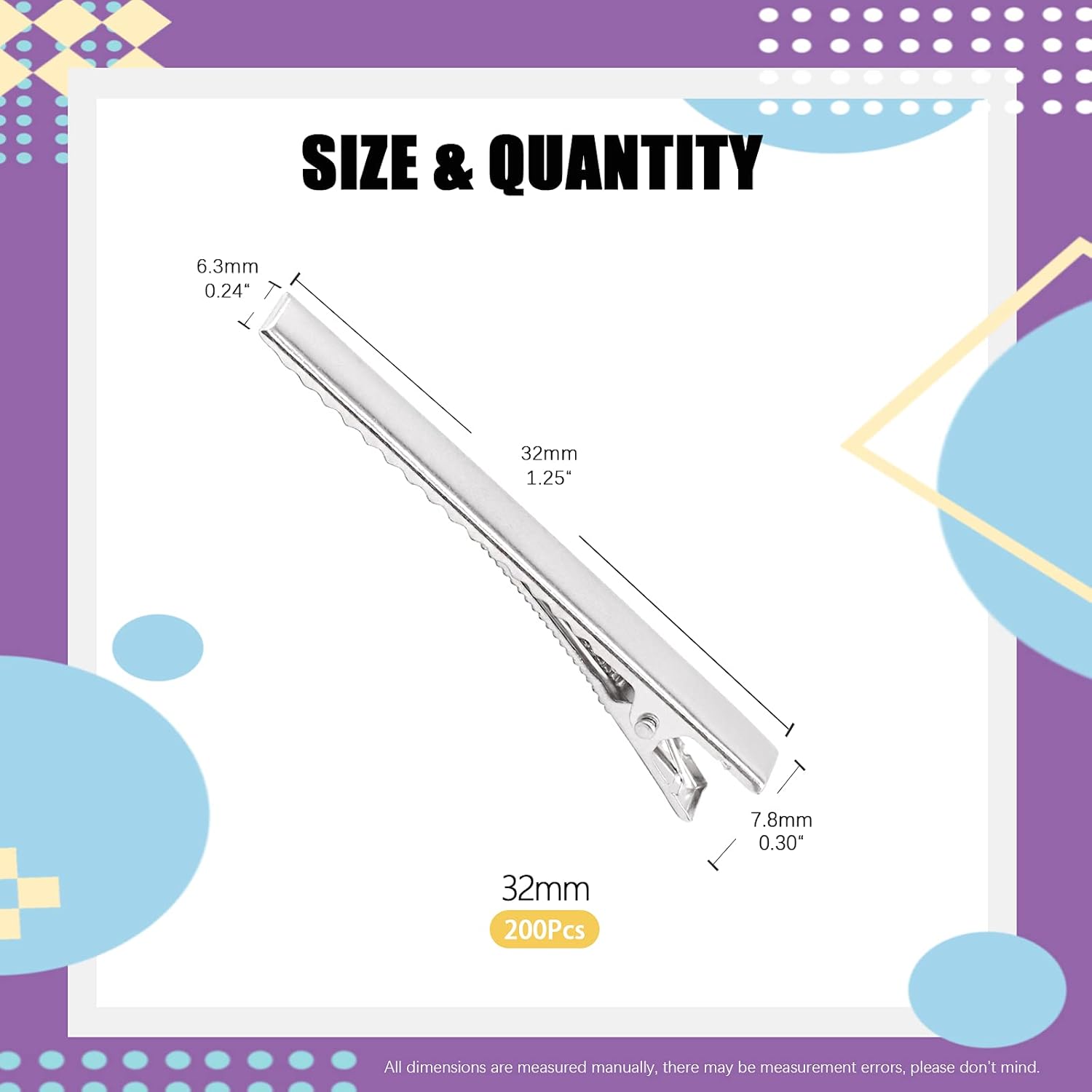 Swpeet 200Pcs 1.26inch - 3.2cm Alligator Hair Clips Kit, Perfect for Metal Duck Bill Hair Clips Flat Top Single Prong Hairpins for Hair Styling DIY Accessories (1.26 Inch)