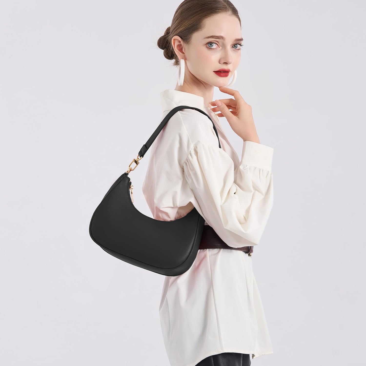 Women's Shoulder Bags Cute Hobo Purses Vintage Handbags with Zipper Lightweight Underarm for Dating Shopping Gift