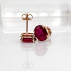NNJ Madagascar Natural Ruby Solitaire Earrings for Women | Oval Cut Ruby Stud Earrings in 14K Solid Gold | July Birthstone | Birthday, Anniversary, Gemstone Jewellery Gift
