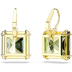 Swarovski Millenia Drop Earrings, Square Cut, Green Crystal, Gold-tone Finish