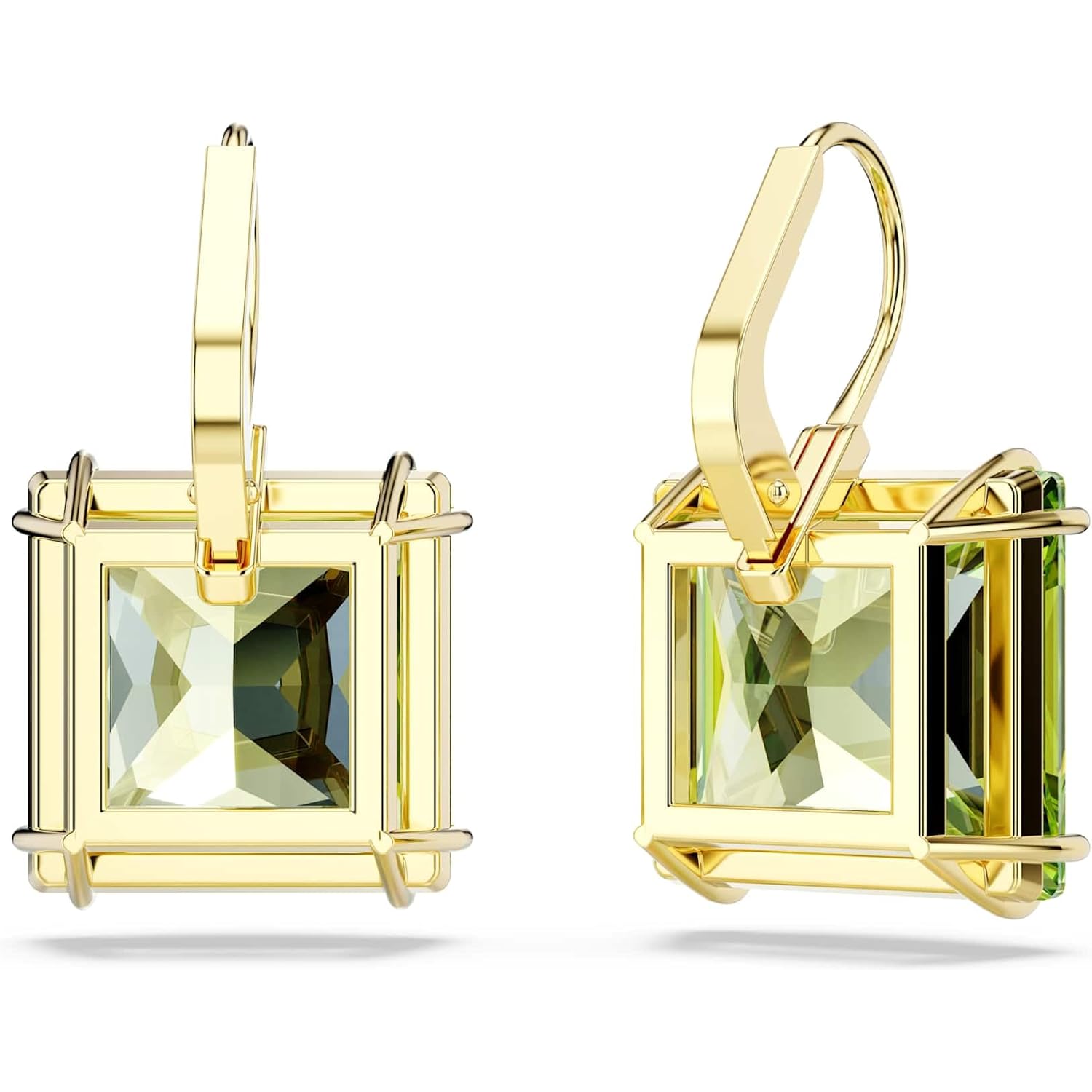 Swarovski Millenia Drop Earrings, Square Cut, Green Crystal, Gold-tone Finish