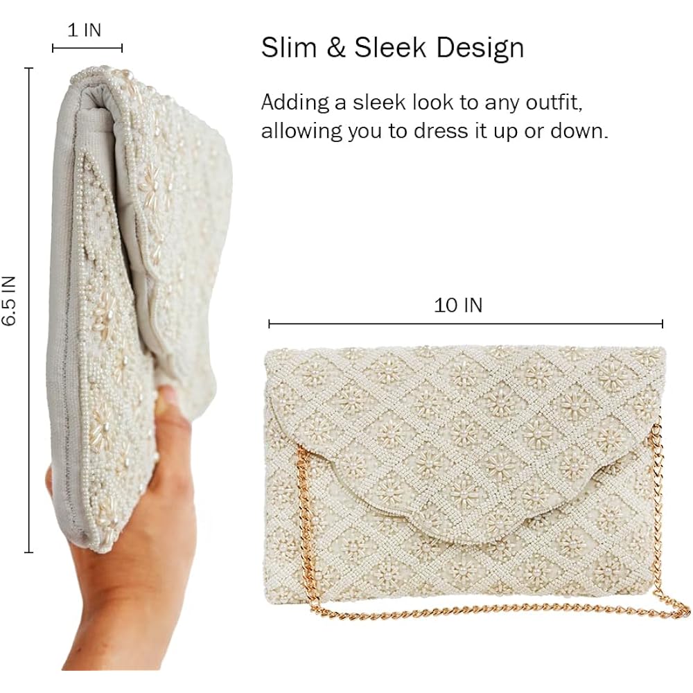 Bridal Purse Ivory Scallop Pearl Clutch Bag, Bridal Clutch, Hand Beaded Bride Purse For Evening Bag, Bachelorette Party, Gifts For Engagement, Bridal Shower, Wedding Party