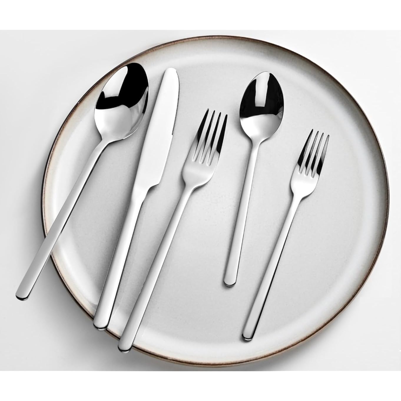KINGSTONE Silverware Set, 20 Piece Flatware Cutlery Set for 4, 18/10 Stainless Steel Silverware Mirror Polished Dishwasher Safe for Home, Restaurant, Wedding, Party(Silver, 20 pieces for 4)