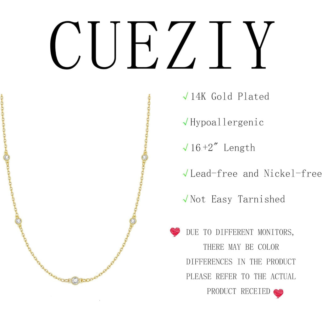 Mothers Day Gifts - Dainty Silver Gold Necklaces for Women Cute Station Choker Simulated Diamond Necklace Simple Layering CZ Necklace Trendy Jewelry Gifts