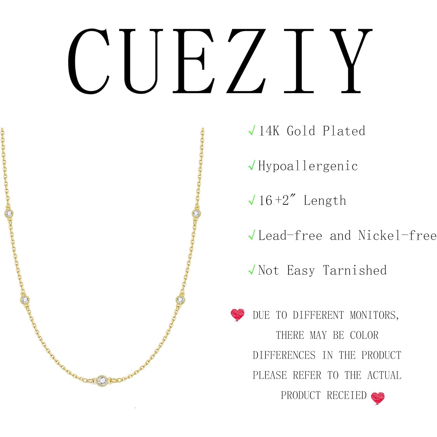 Mothers Day Gifts - Dainty Silver Gold Necklaces for Women Cute Station Choker Simulated Diamond Necklace Simple Layering CZ Necklace Trendy Jewelry Gifts