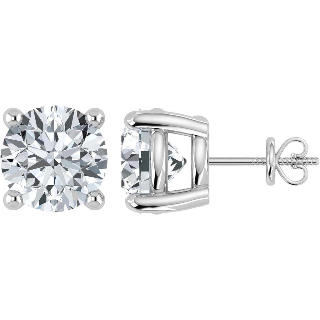 0.50 to 10.00 Carat IGI Certified Lab Grown Round Cut Diamond Studs Earrings 14k White/Yellow Gold 4 Prong Screwback Jewelry Gift Box Packaging (E-F Color, VS1-VS2 Clarity)