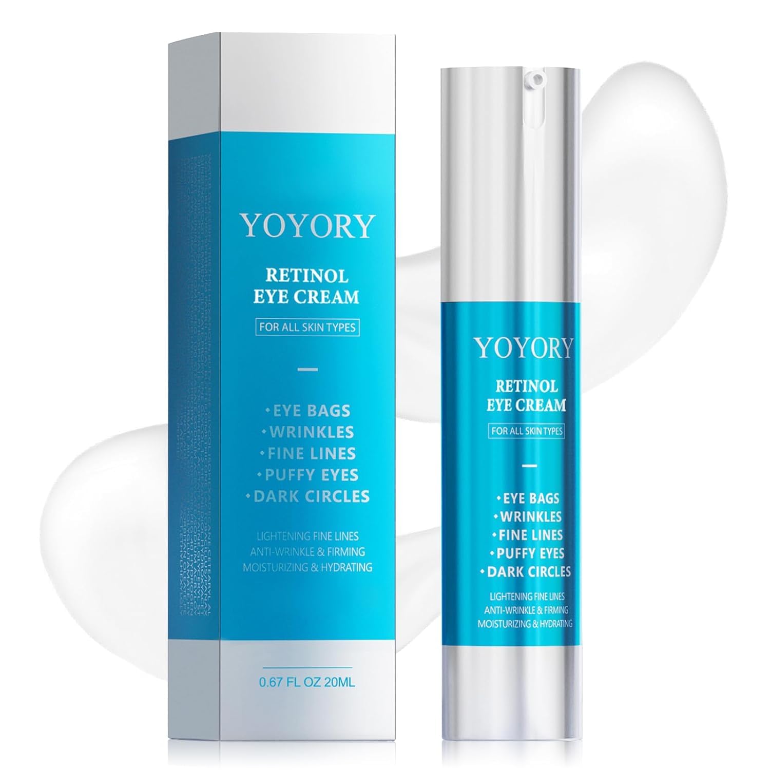 Retinol Eye Cream For Eye Bags - Anti-Aging Under Eye Treatment For Dark Circles, Wrinkles,Fine Lines, Puffiness - Hydrating & Moisturizing Skin Care Gift For Men And Women 0.67 Fl Oz