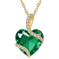 14k Gold Heart Shaped Birthstone Necklace for Women, 3.5 Carat Created Gemstone Pendant Necklaces Mother's Day Birthday Jewelry Gift for Mom Grandma Wife 18+2 Inch