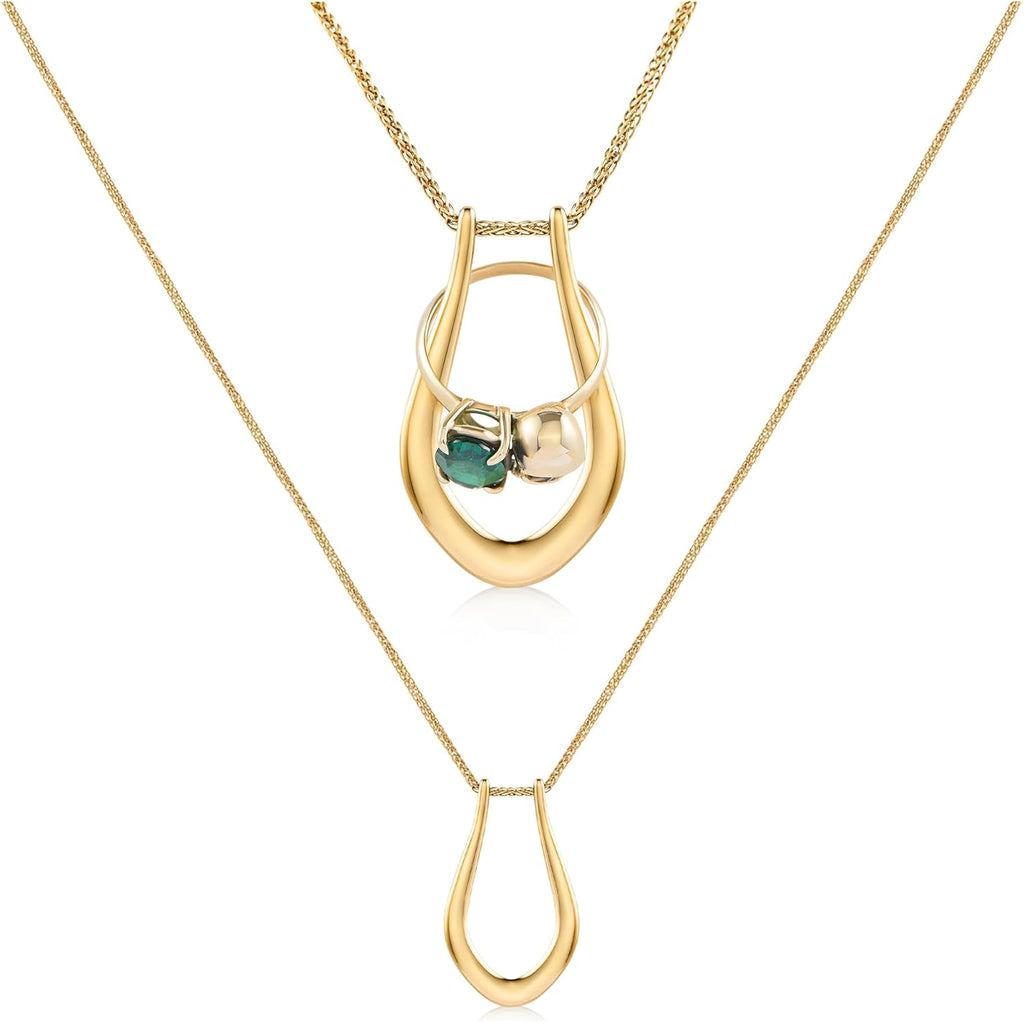 Pixie Wing Vesta Ring Keeper Necklace, 18k Gold-Plated Engagement Ring Holder for Women (17.7" chain with 4'' extender)