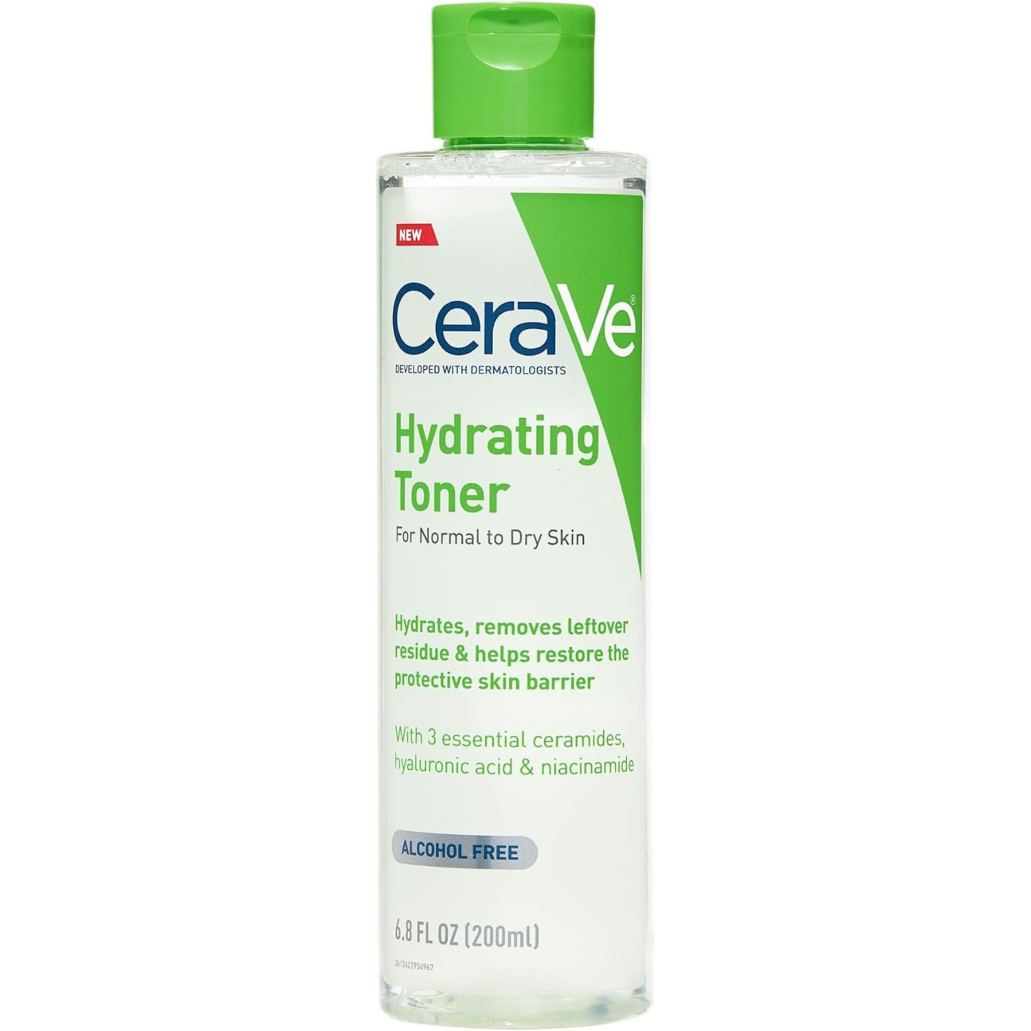 Cerave Hydrating Toner For Face Non-Alcoholic With Hyaluronic Acid, Niacinamide, And Ceramides For Sensitive Dry Skin, Fragrance-Free Non Comedogenic, Full Size, 6.8 Fl Oz