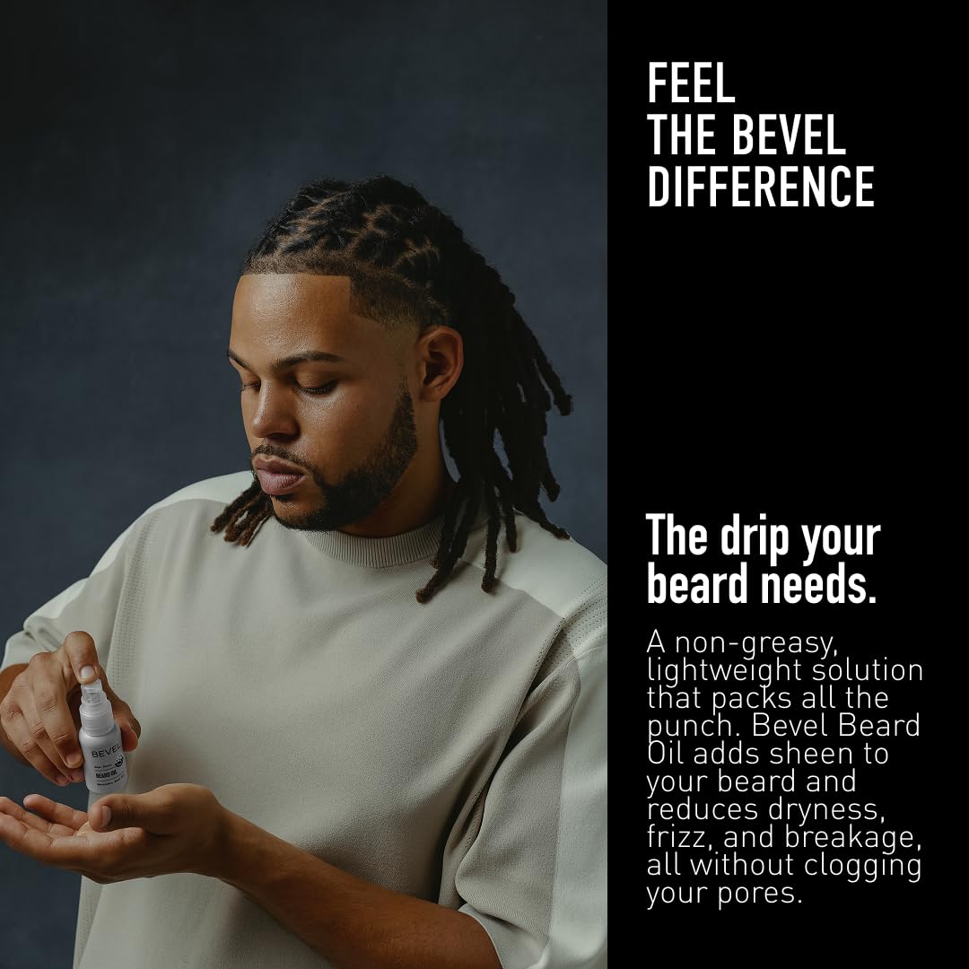 Bevel Beard Oil for Men - Moisturizing Beard Oil with Jojoba Oil and Argan Oil, Adds Shine and Helps Prevent Dryness, Frizz and Breakage, 1 Oz
