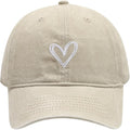 Women's Vintage Washed Baseball Cap Cute Heart Embroidered Sun Hat Adjustable Distressed Dad Caps UV Protection Summer Hats