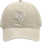 Women's Vintage Washed Baseball Cap Cute Heart Embroidered Sun Hat Adjustable Distressed Dad Caps UV Protection Summer Hats