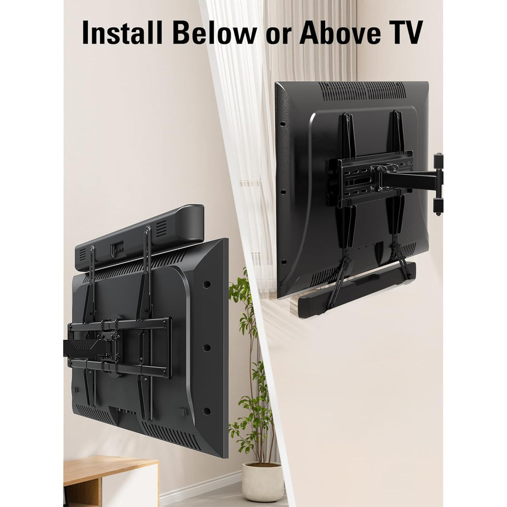 Mounting Dream Soundbar Mount Bracket for Mounting Above or Under TV Fits Most of Sound Bars Up to 15 Lbs, with Detachable Long Extension Plates MD5420