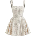 Cider Womens Polka Dot Going Out Dress Cute Summer Date Night Square Neck Sleeveless Mini Dress
